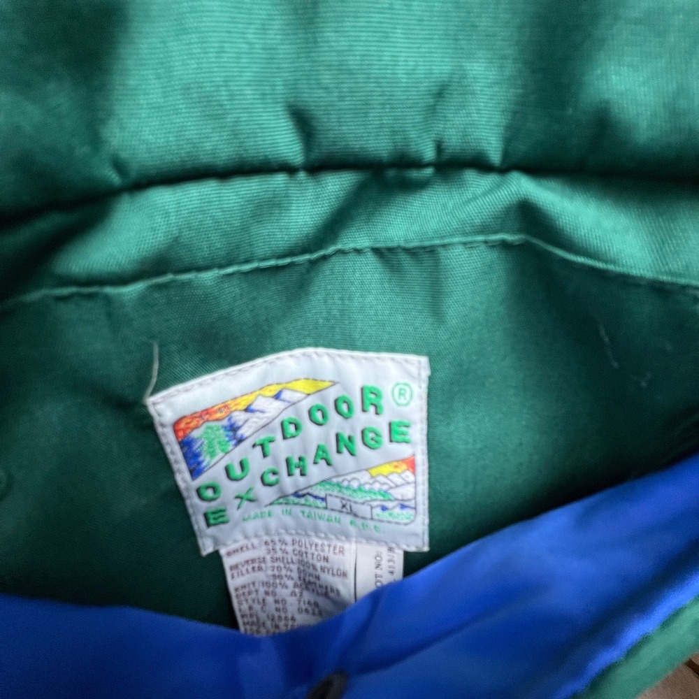 Outdoor Exchange Reversible Puffer Vest Mens XL Green Blue Down Gorpcore Hiking - Picture 13 of 16
